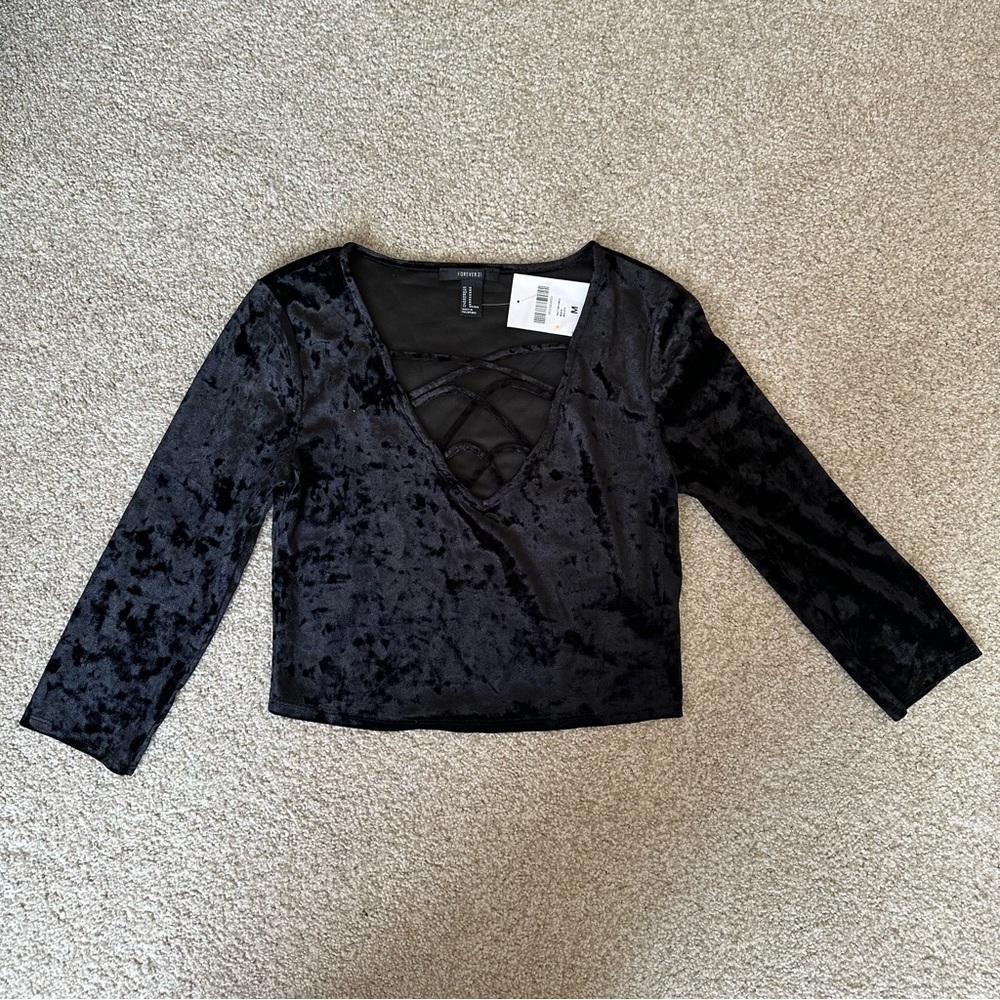 F21 Velvet Crop Shirt